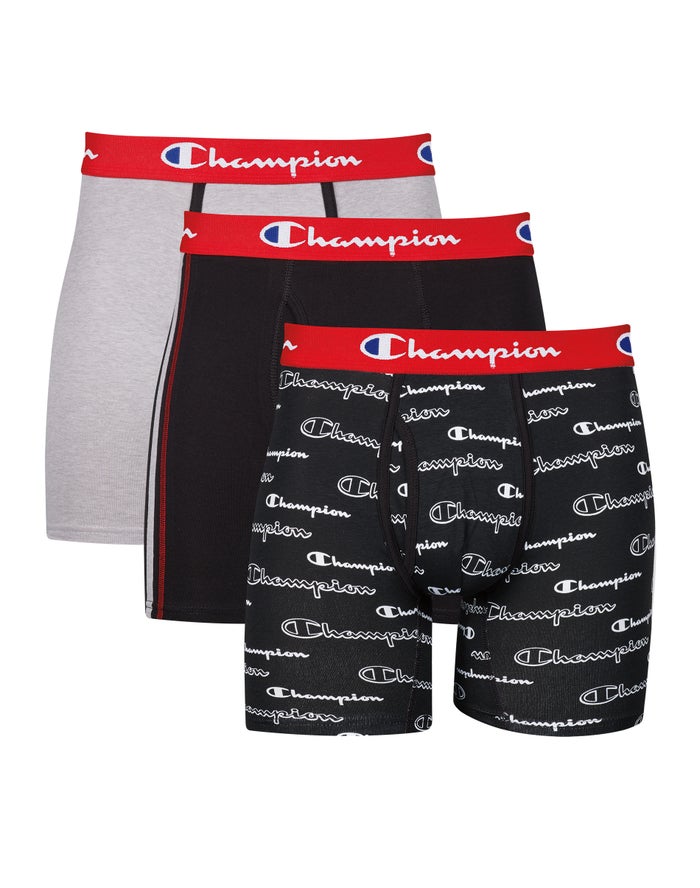 Champion Everyday Comfort 3-Pairs Onderbroek Heren - Zwart/Grijs - Belgie 2891FWRHT